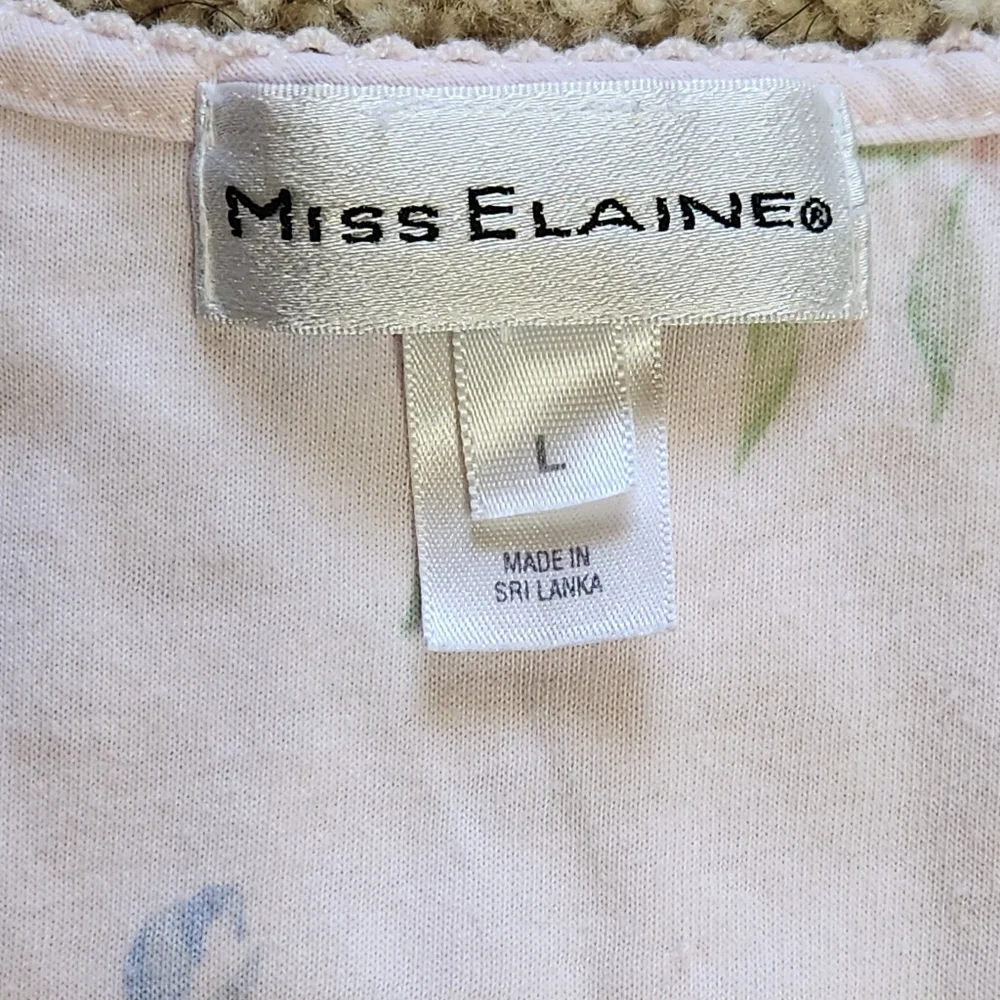 Miss Elaine Lace Yoke Floral Nightgown L | Vintage Style Pastel Silkyknit